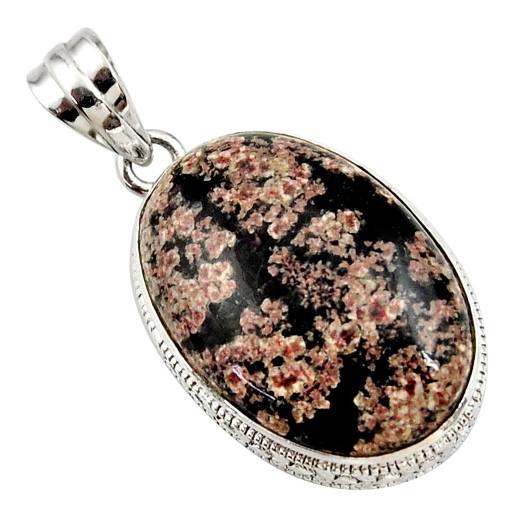 925 sterling silver 20.65cts natural pink firework obsidian oval pendant r27864