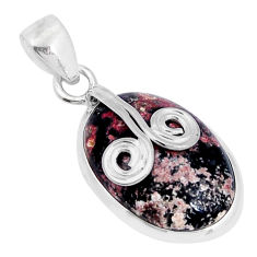 925 sterling silver 12.07cts natural pink firework obsidian oval pendant y4983
