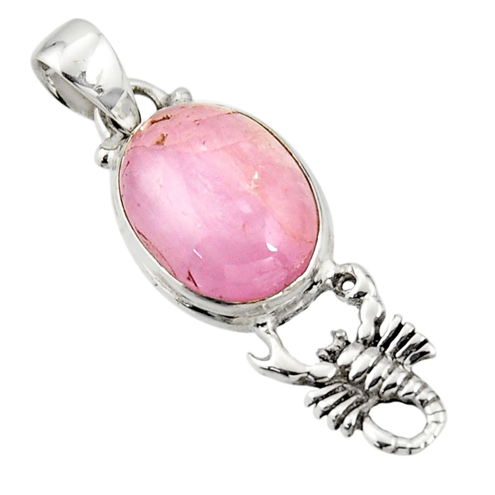 925 sterling silver 10.24cts natural pink kunzite fancy scorpion pendant r20836