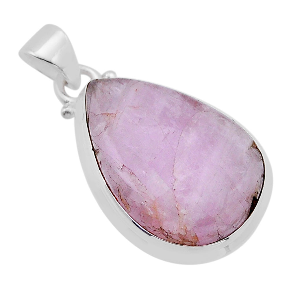 925 sterling silver 24.46cts natural pink kunzite pear pendant jewelry n51408