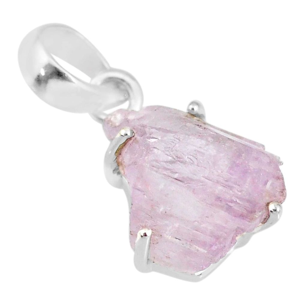 925 sterling silver 10.70cts natural pink kunzite rough fancy pendant r82929