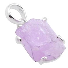 925 sterling silver 14.25cts natural pink kunzite raw fancy pendant t48424