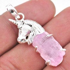 925 sterling silver 14.26cts natural pink kunzite raw horse pendant t48407