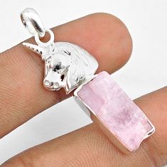 925 sterling silver 11.44cts natural pink kunzite rough horse pendant u26972