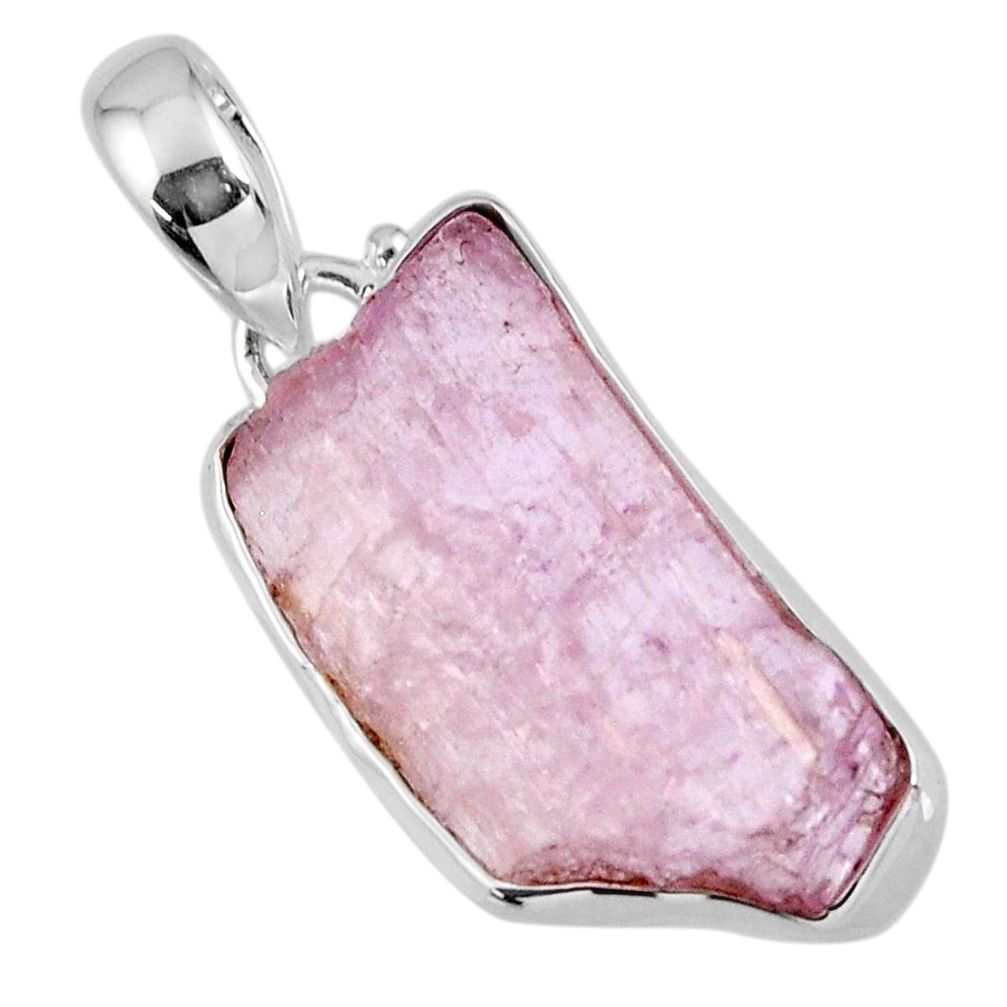 925 sterling silver 12.10cts natural pink kunzite rough pendant jewelry r56593