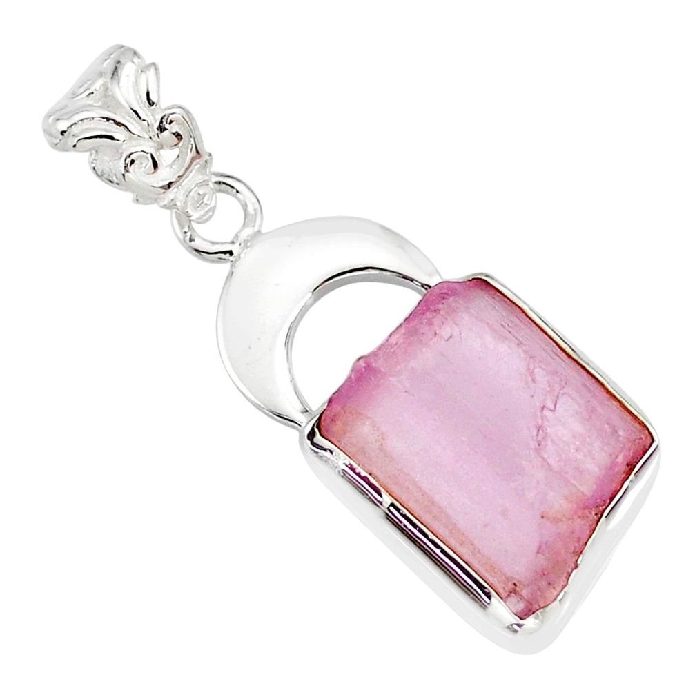 925 sterling silver 9.32cts natural pink kunzite raw pendant jewelry r80992