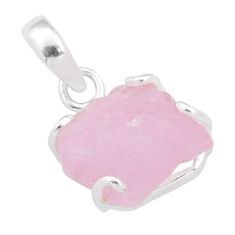 925 sterling silver 8.69cts natural pink kunzite rough pendant jewelry t79119