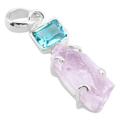 925 sterling silver 13.48cts natural pink kunzite raw topaz pendant t52311