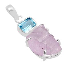 925 sterling silver 11.55cts natural pink kunzite rough topaz pendant y94803