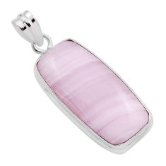 925 sterling silver 18.36cts natural pink lace agate baguette pendant n25400