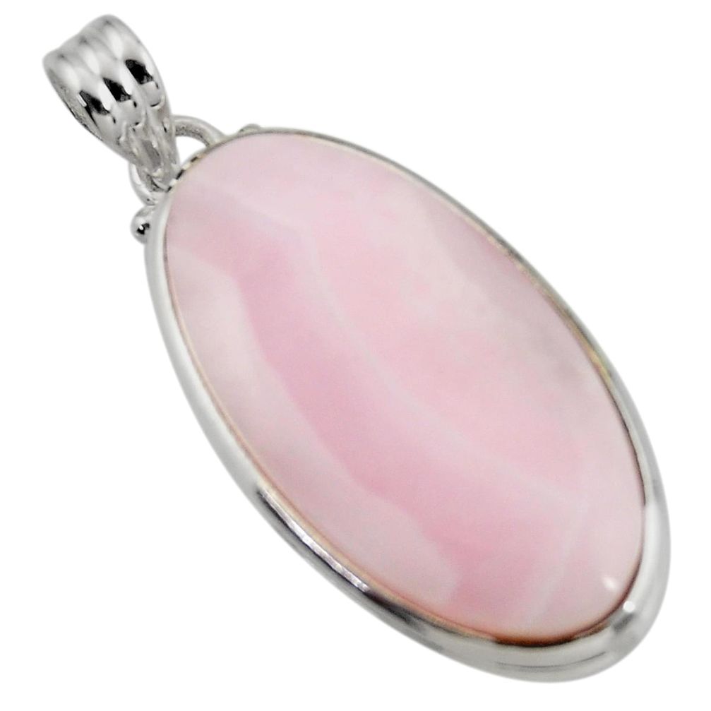 925 sterling silver 27.08cts natural pink lace agate oval pendant jewelry d42088