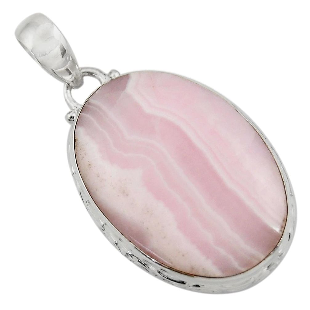 925 sterling silver 25.00cts natural pink lace agate oval pendant jewelry d42095