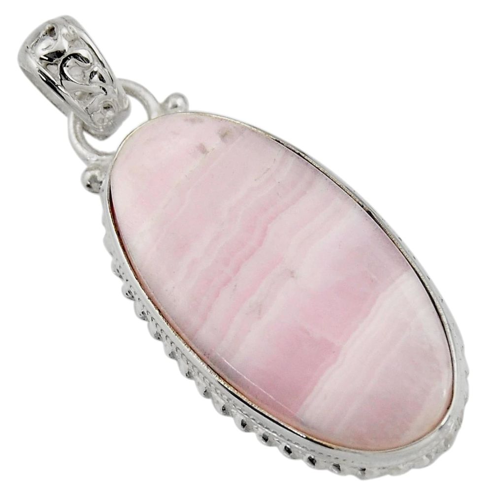 925 sterling silver 23.04cts natural pink lace agate pendant jewelry d42092