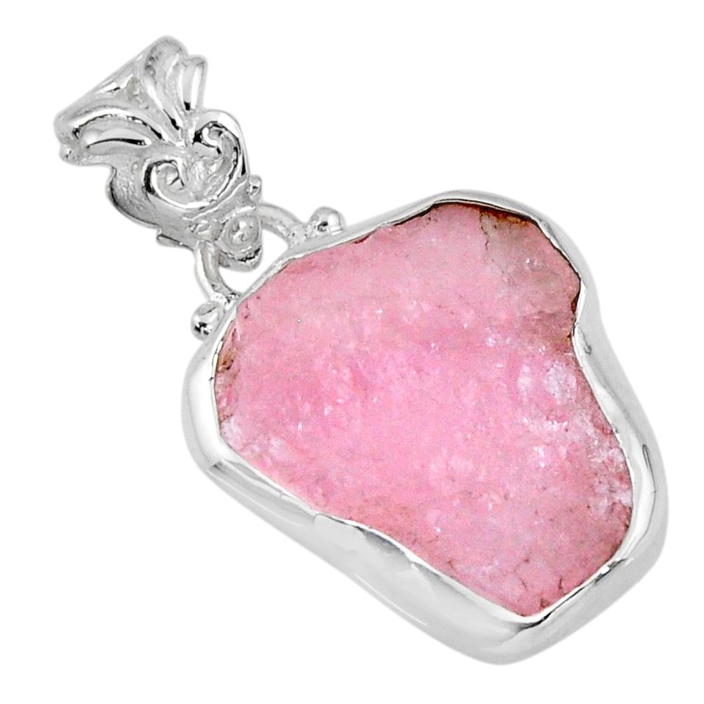 925 sterling silver 12.62cts natural pink morganite rough pendant jewelry r56614