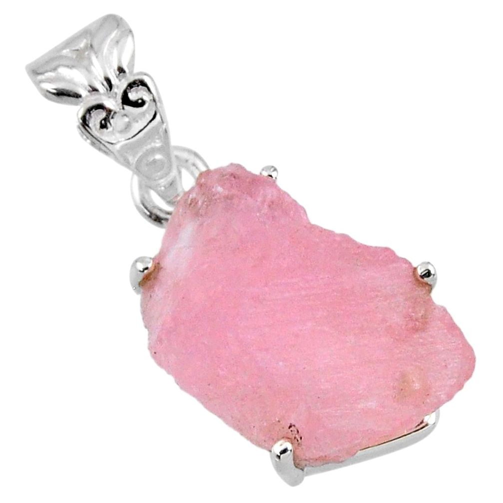 925 sterling silver 13.12cts natural pink morganite rough pendant jewelry r56740