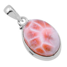 925 sterling silver 6.95cts natural pink natrolite oval pendant jewelry n53225