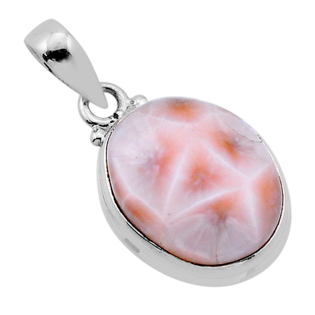 925 sterling silver 7.68cts natural pink natrolite oval pendant jewelry n53229