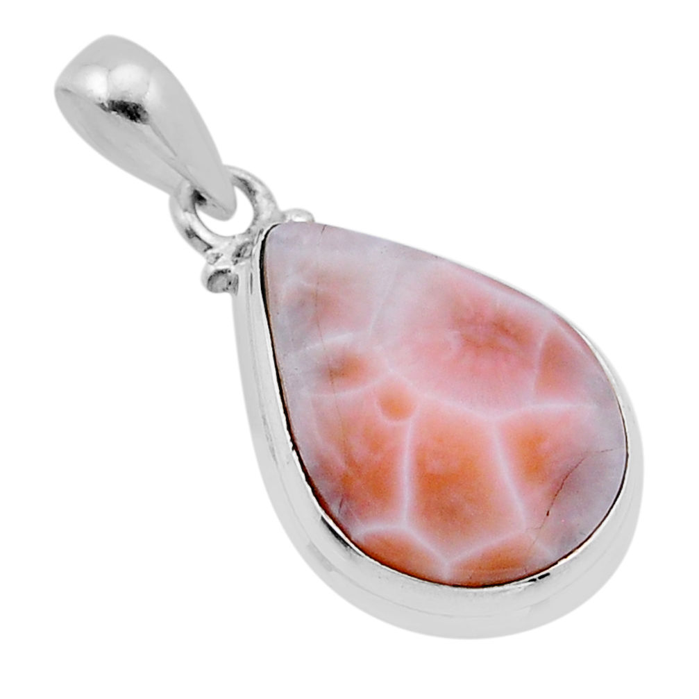 925 sterling silver 8.59cts natural pink natrolite pear pendant jewelry n53237