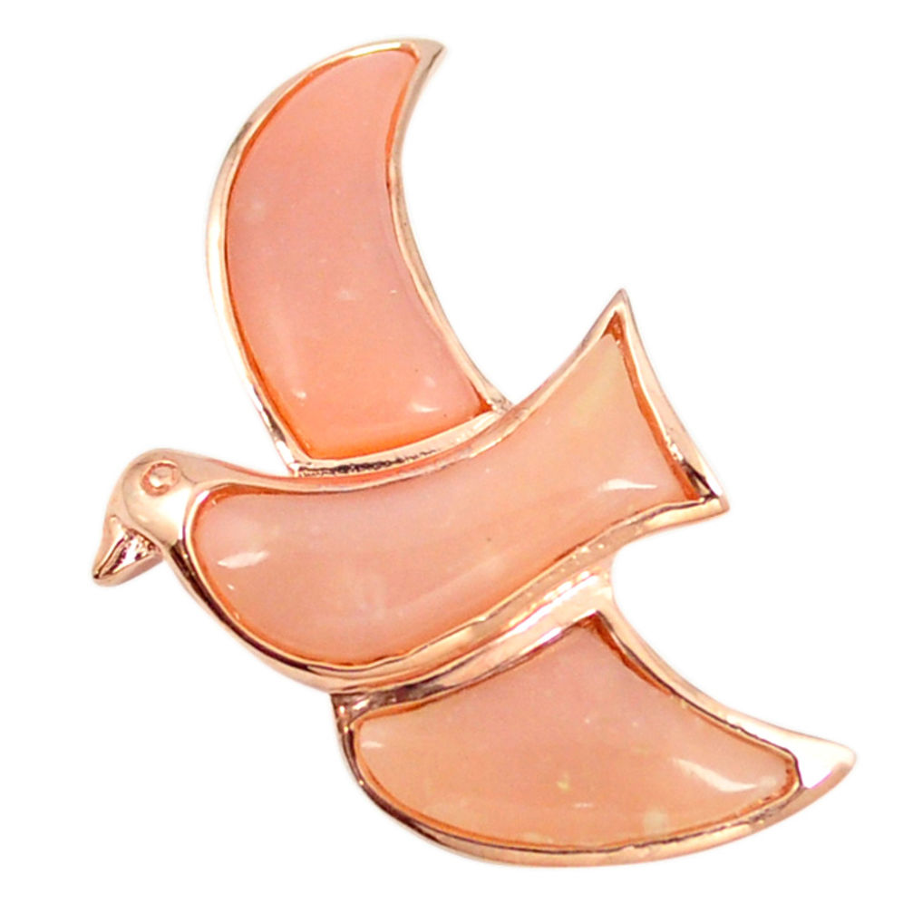 925 sterling silver natural pink opal 14k rose gold bird pendant a68337 c13994