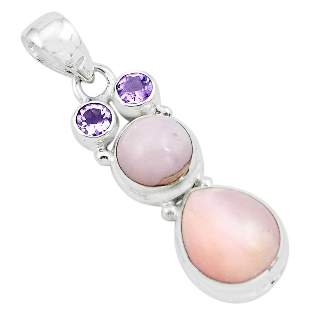 925 sterling silver 7.62cts natural pink opal amethyst pendant jewelry p67413