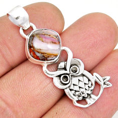 925 sterling silver 4.90cts natural pink opal cushion owl pendant jewelry y6069