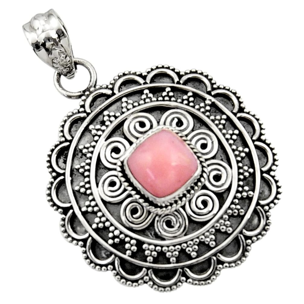 ver 3.07cts natural pink opal cushion pendant jewelry d45064