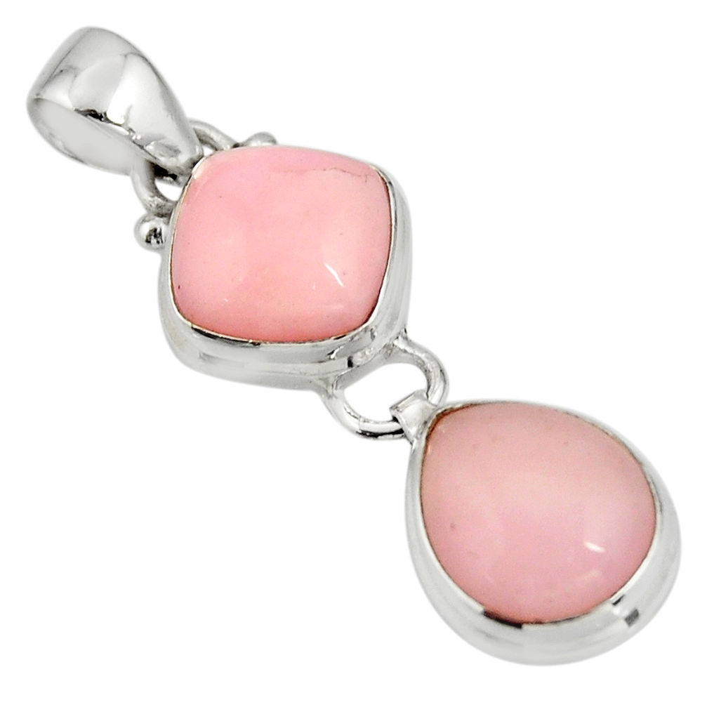 925 sterling silver 10.29cts natural pink opal cushion pendant jewelry r20715
