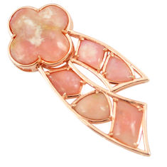 LAB 925 sterling silver natural pink opal fancy 14k gold pendant a76555 c13964