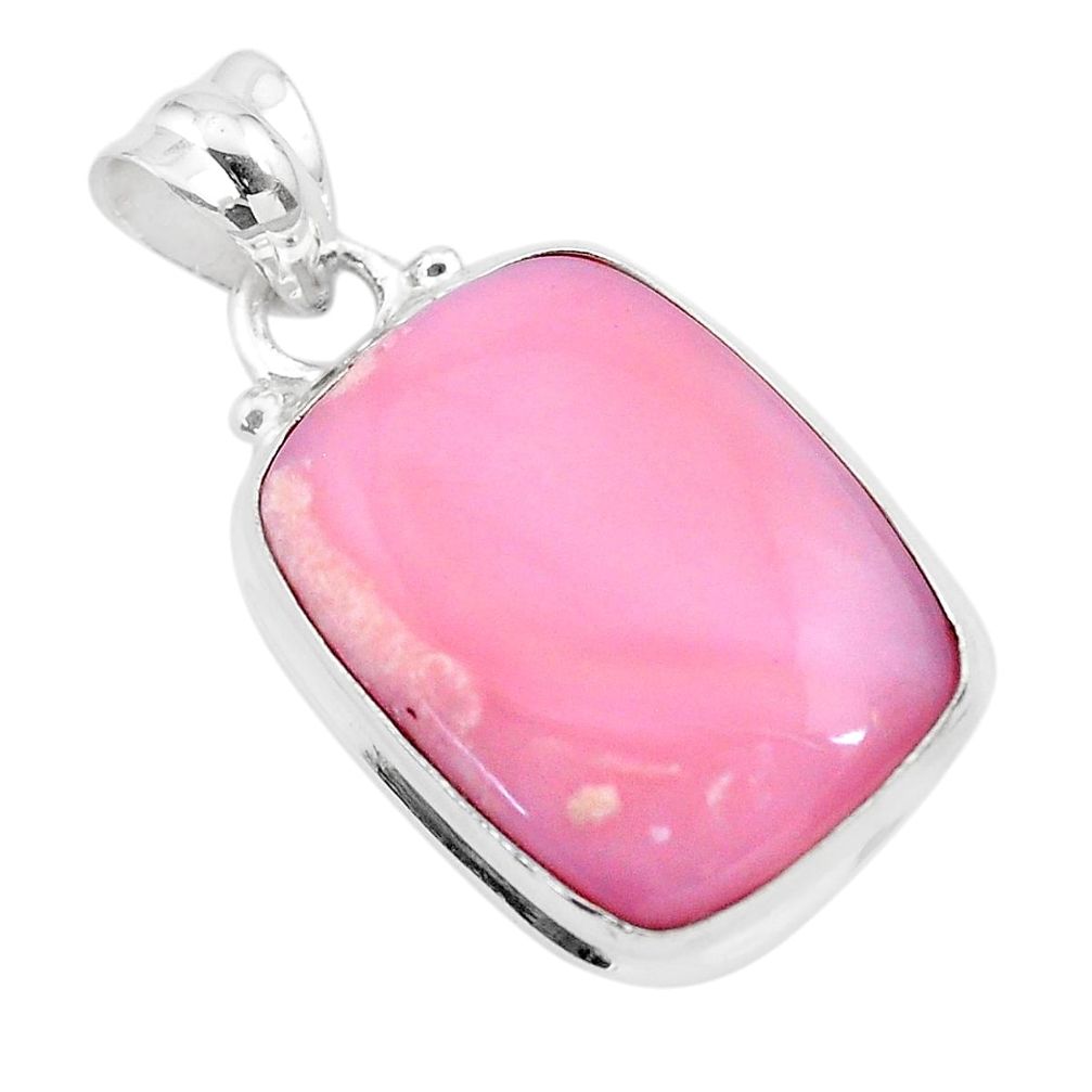 925 sterling silver 13.70cts natural pink opal octagan pendant jewelry t28576