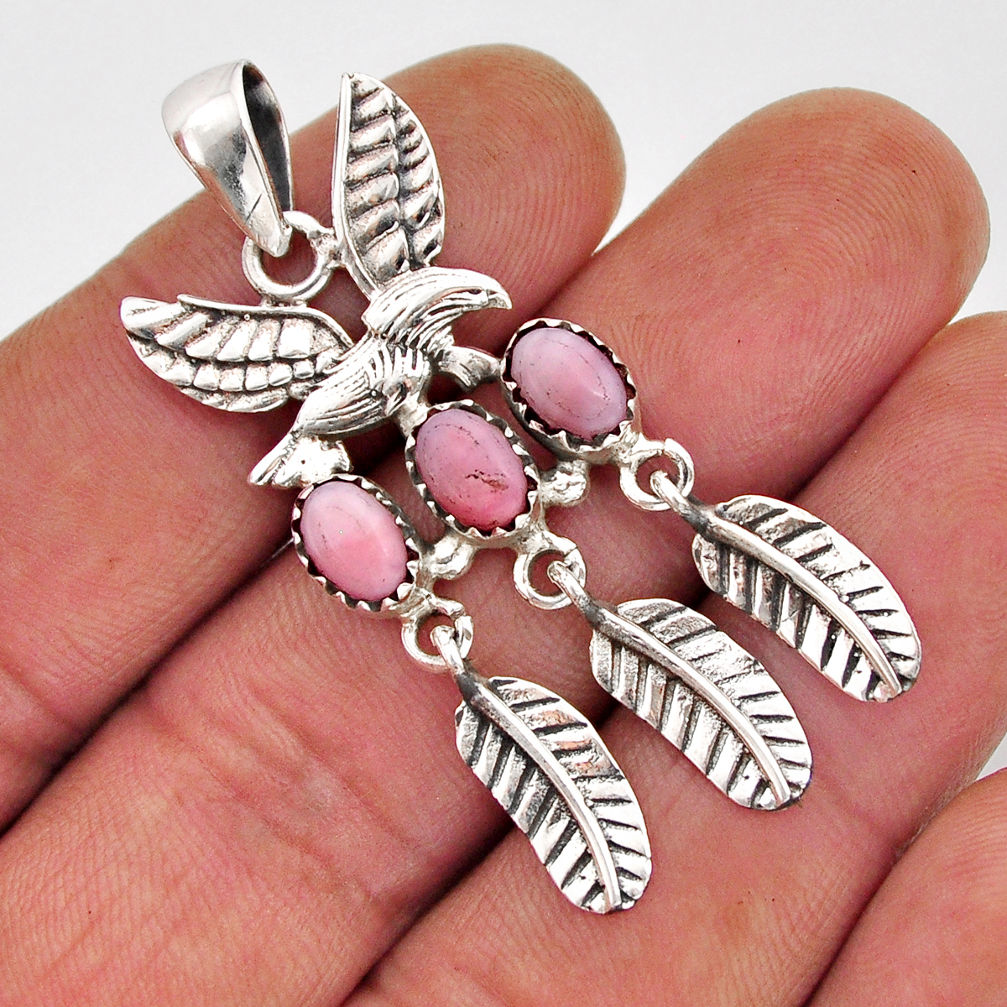 925 sterling silver 4.54cts natural pink opal oval dreamcatcher pendant y76146