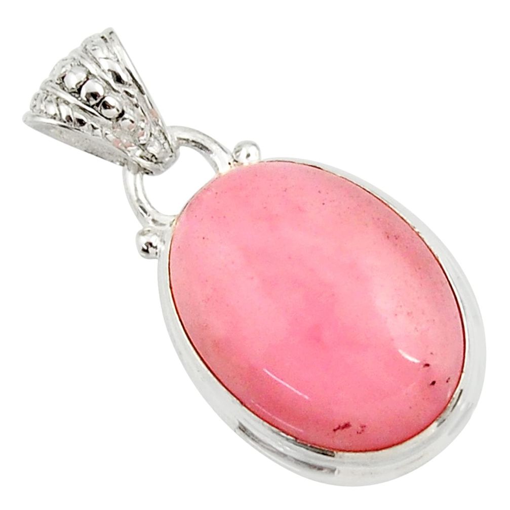 925 sterling silver 12.22cts natural pink opal oval pendant jewelry d45429