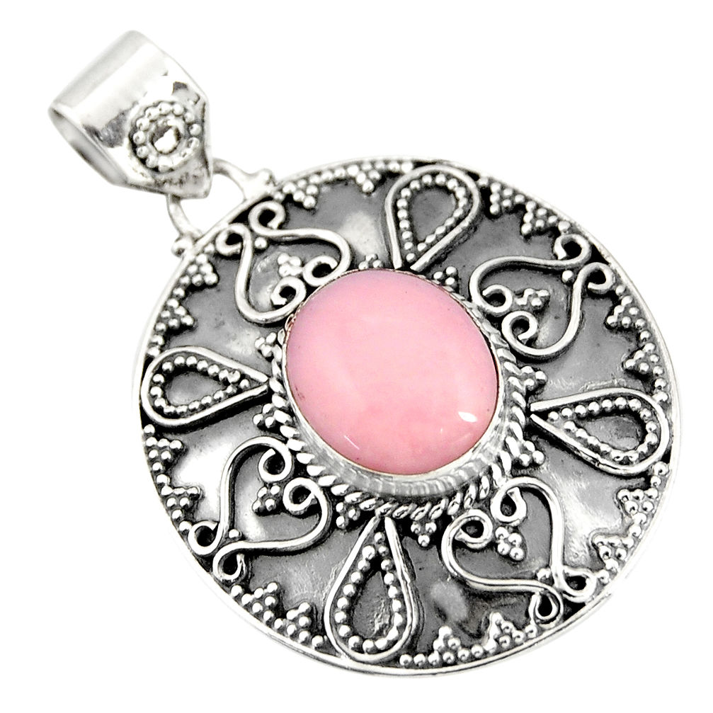 925 sterling silver 5.51cts natural pink opal oval pendant jewelry r20264