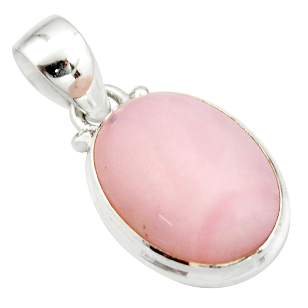 925 sterling silver 12.60cts natural pink opal oval pendant jewelry r20879