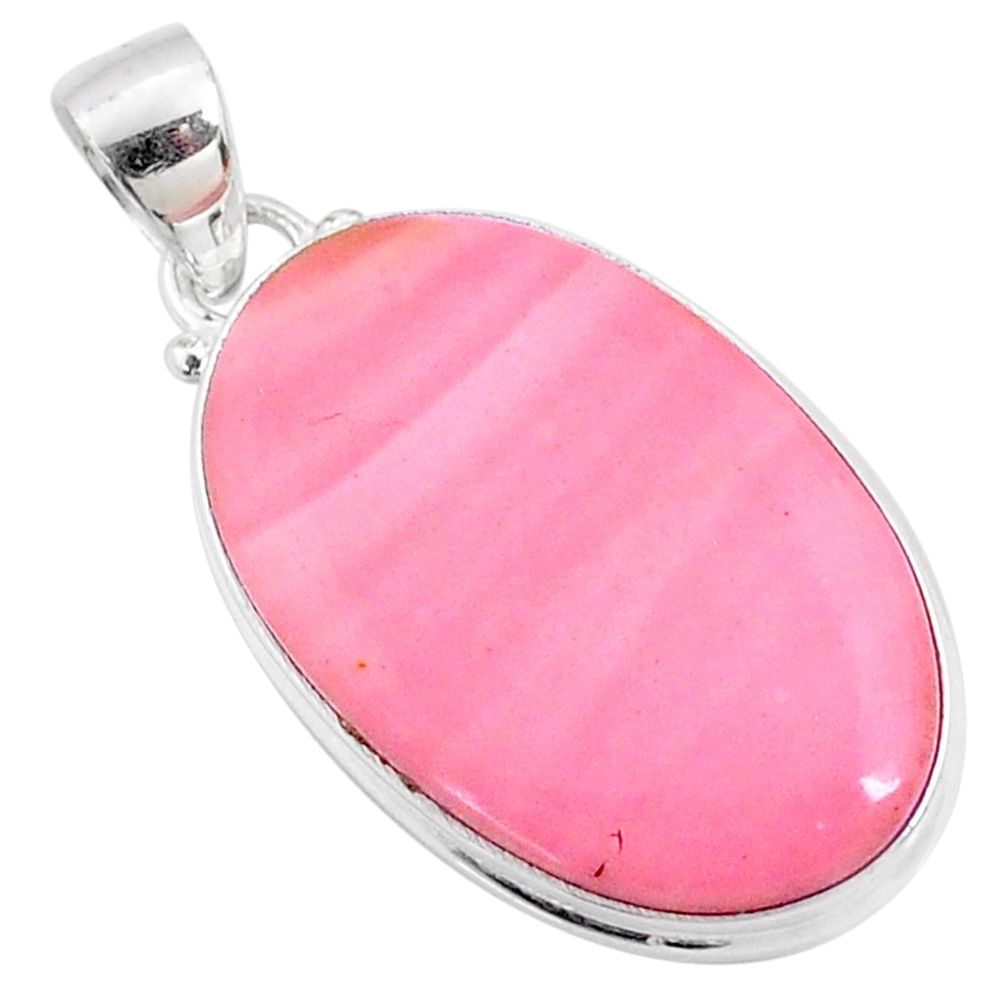 925 sterling silver 14.12cts natural pink opal oval pendant jewelry r66216