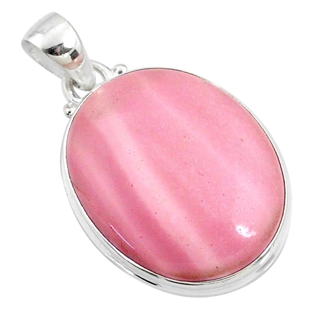 925 sterling silver 14.72cts natural pink opal oval pendant jewelry r66249