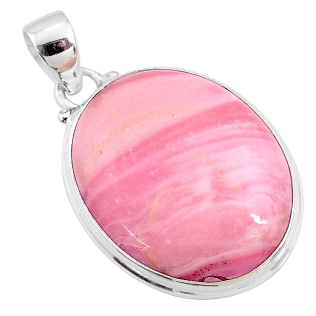 925 sterling silver 15.65cts natural pink opal oval pendant jewelry r66254