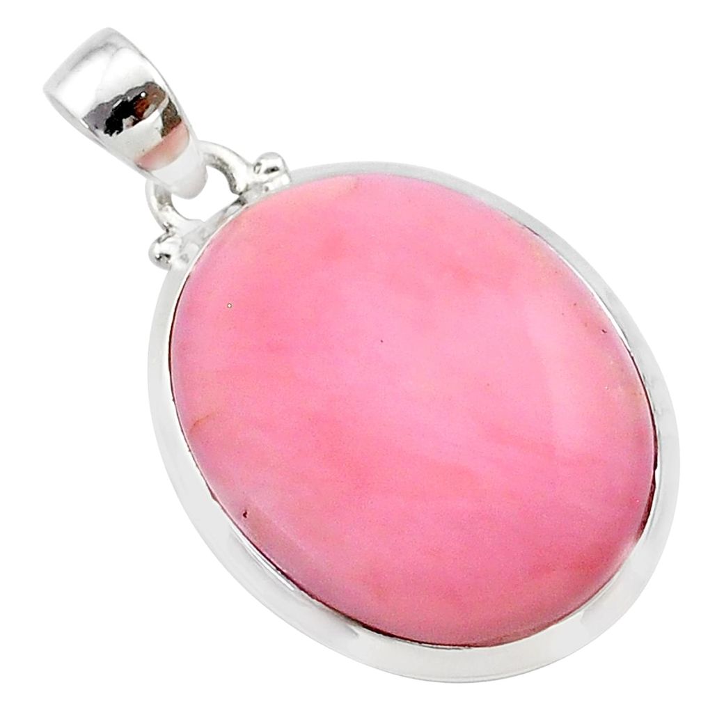 925 sterling silver 15.11cts natural pink opal oval pendant jewelry t22595