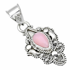 925 sterling silver 2.09cts natural pink opal pear pendant jewelry u66438