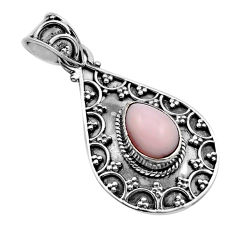 925 sterling silver 2.01cts natural pink opal pear shape pendant jewelry y90111