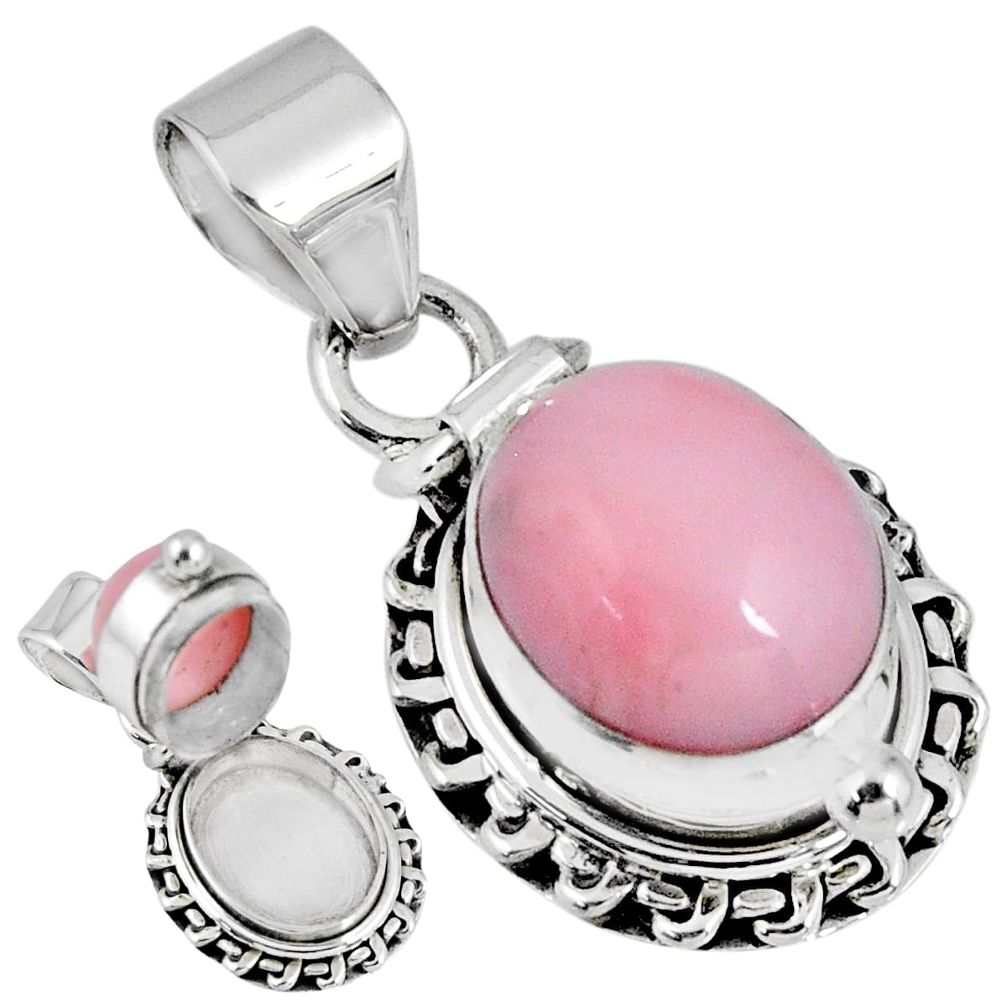 925 sterling silver 5.09cts natural pink opal poison box pendant jewelry r55609