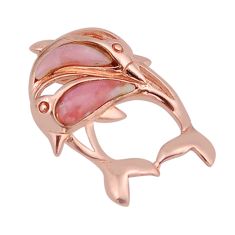925 sterling silver 3.45cts natural pink opal rose gold dolphin pendant y63313