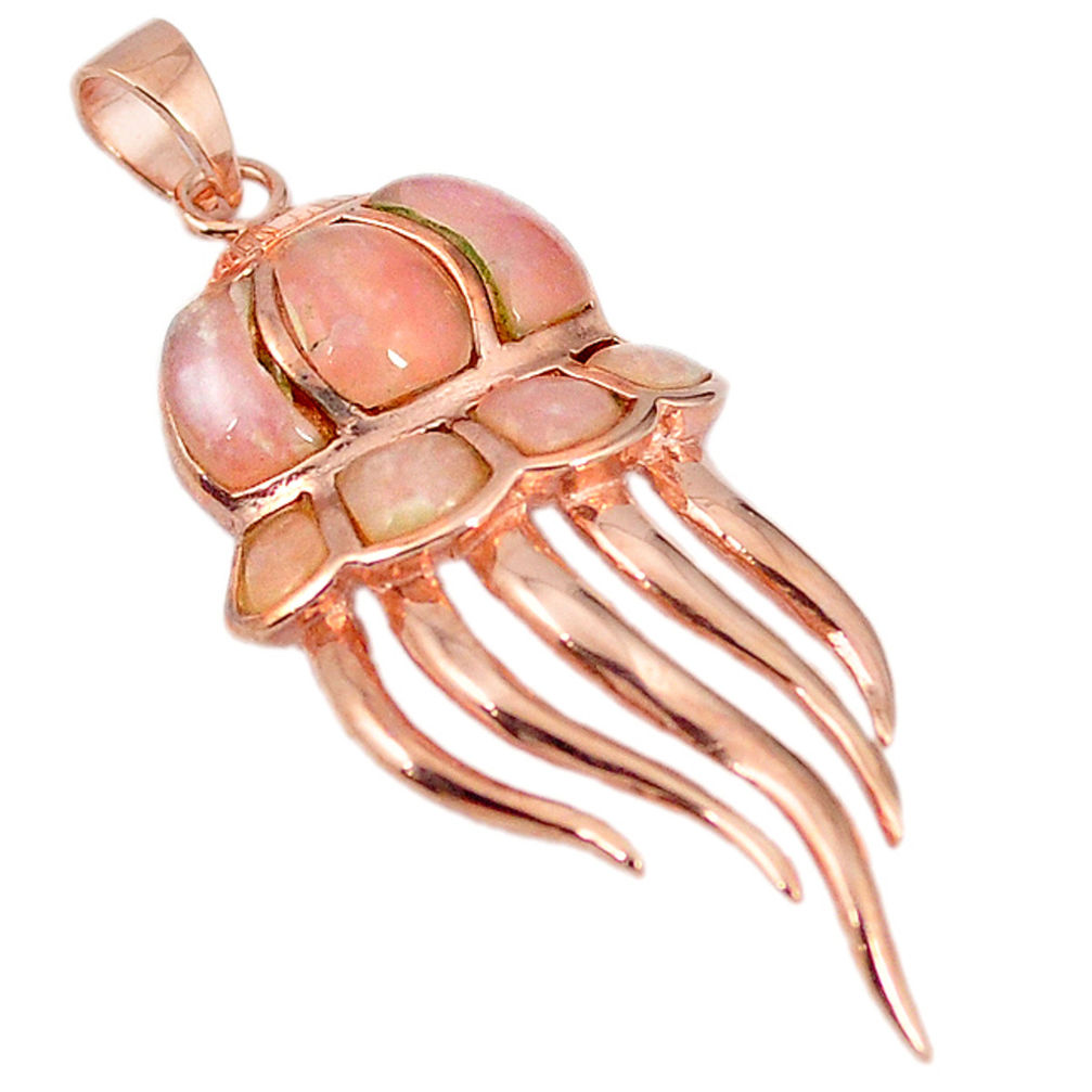 925 sterling silver natural pink opal rose gold octopus pendant a59200 c15364