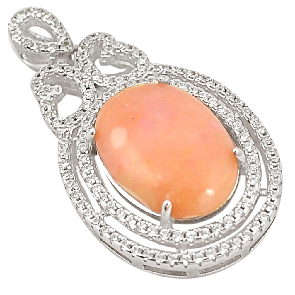 LAB LAB 925 sterling silver natural pink opal topaz 14k gold pendant a76201 c14036