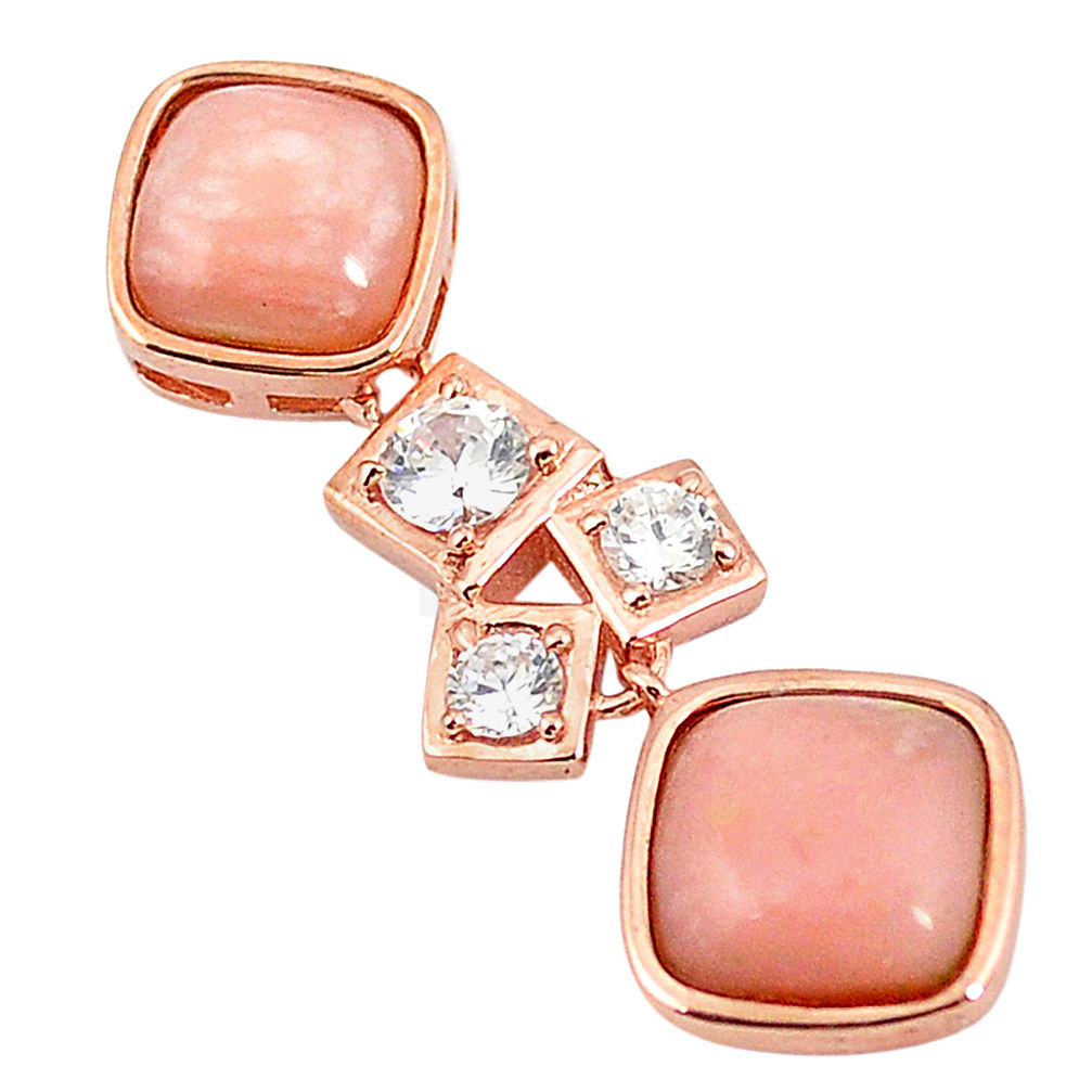 LAB LAB 925 sterling silver natural pink opal topaz 14k rose gold pendant a76155 c14102