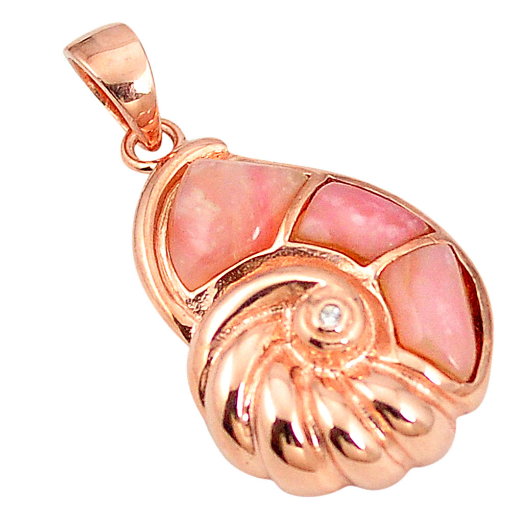 925 sterling silver natural pink opal topaz 14k rose gold pendant a76172 c15005