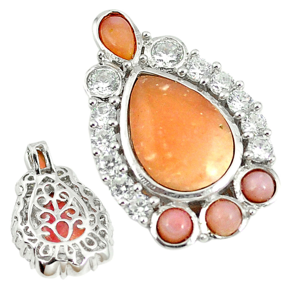 925 sterling silver natural pink opal white topaz pendant jewelry a68318 c14176