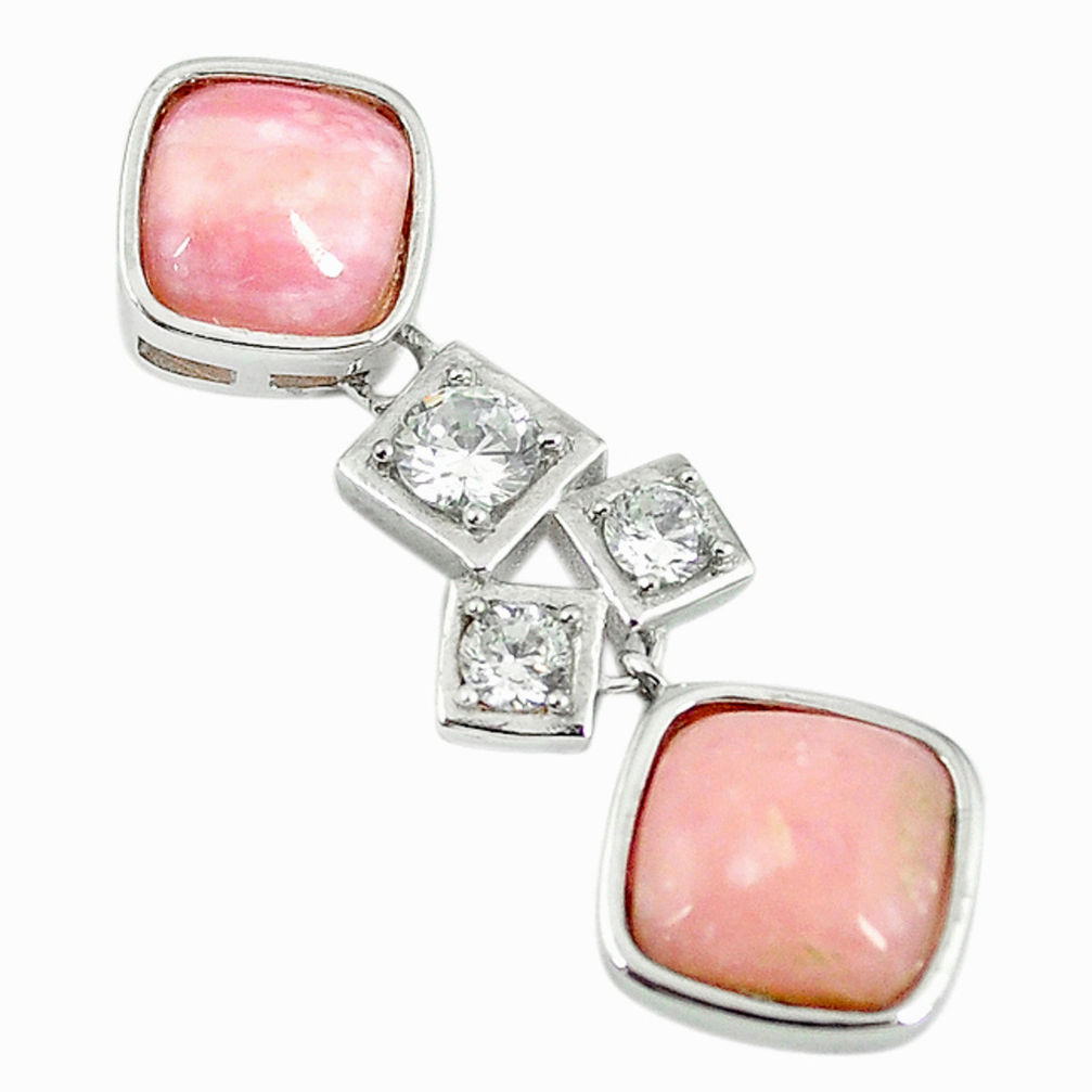LAB LAB 925 sterling silver natural pink opal white topaz pendant jewelry a68454 c14109