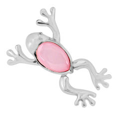 925 sterling silver 2.56cts natural pink pearl frog pendant jewelry y66066