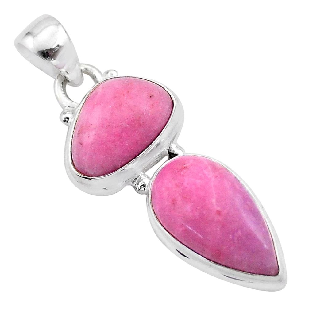 925 sterling silver 10.71cts natural pink petalite fancy pendant jewelry t42049