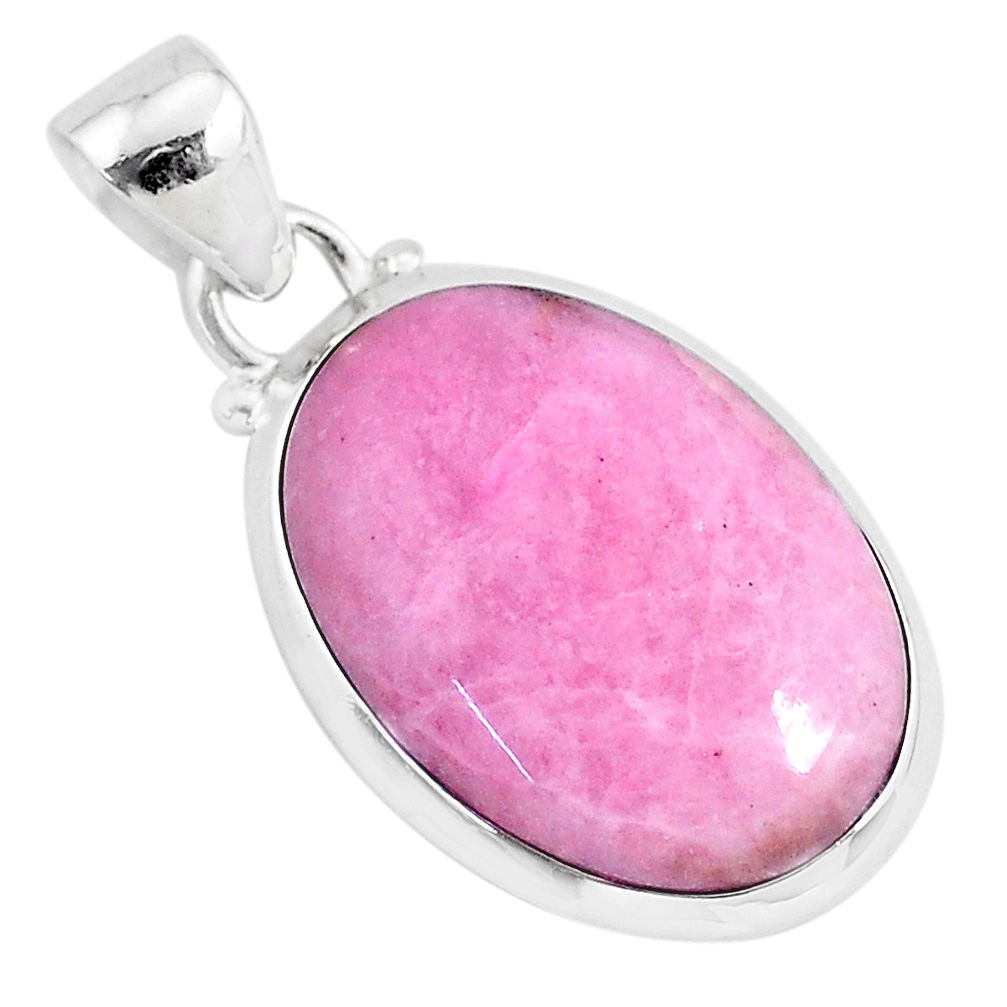 925 sterling silver 11.57cts natural pink petalite oval pendant jewelry r94300
